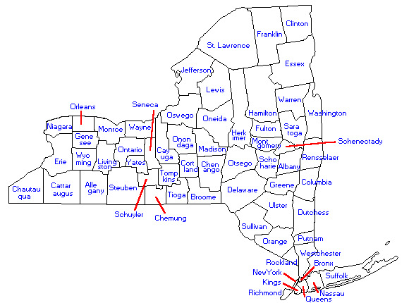 Map of counties in New York State - Ndangira.net