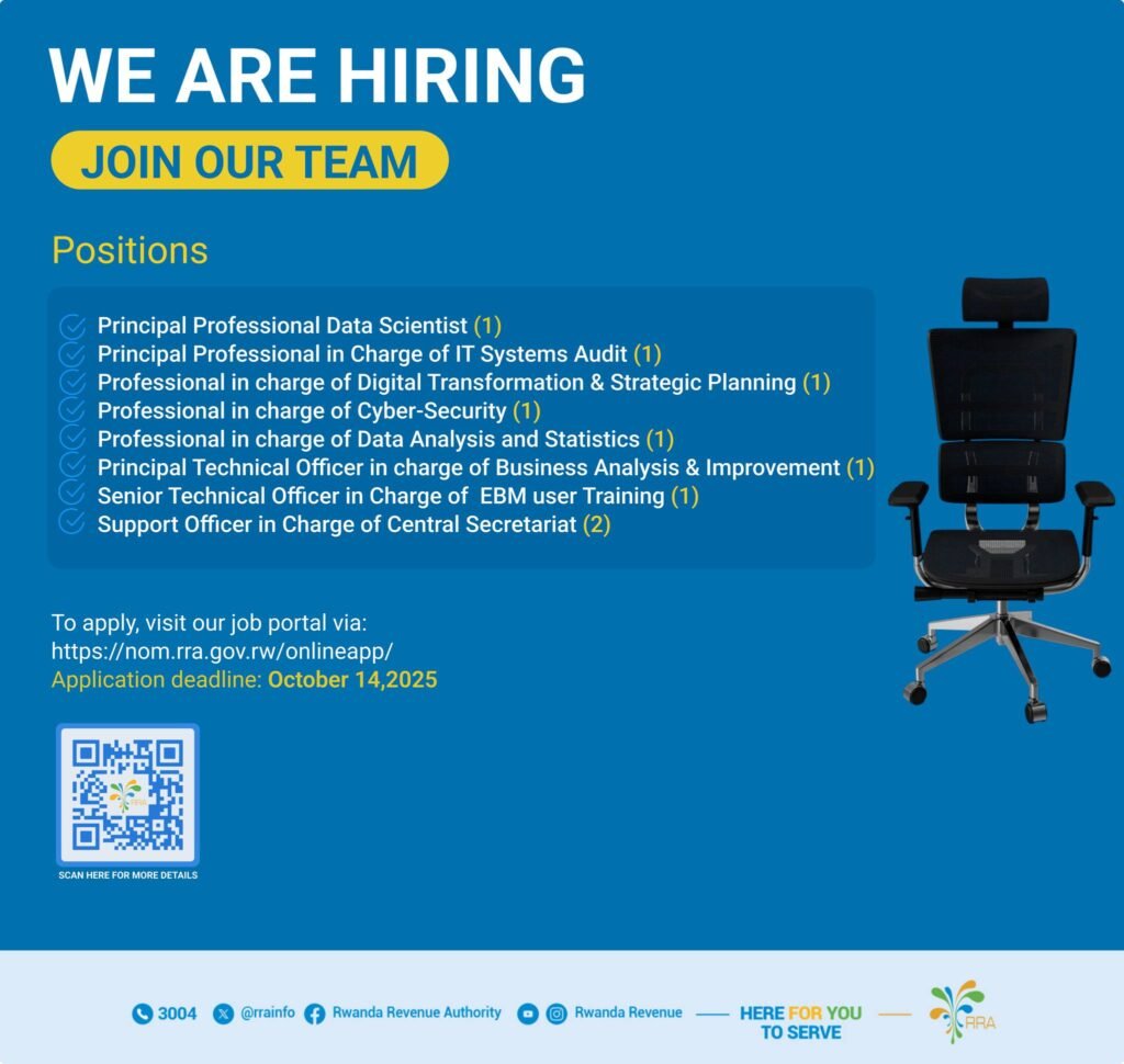 Rwanda Revenue Authority Recruitment ,October 2025 : Open Jobs/Application